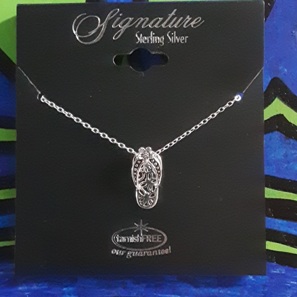 Sterling Silver Flip Flop Charm Necklace